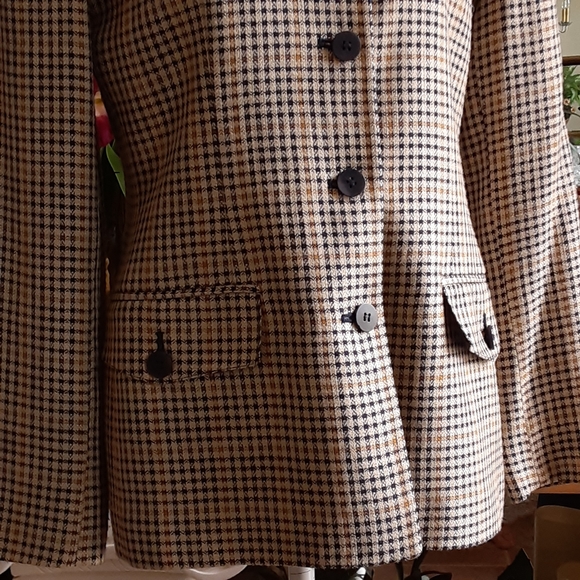 EVAN PICONE made in USA Viscose Rayon Houndstooth 4 Button Blazer Size 6 - Picture 7 of 8